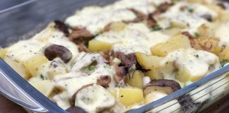 Pulled Pork Auflauf mit Kartoffeln und Raclette-Käse