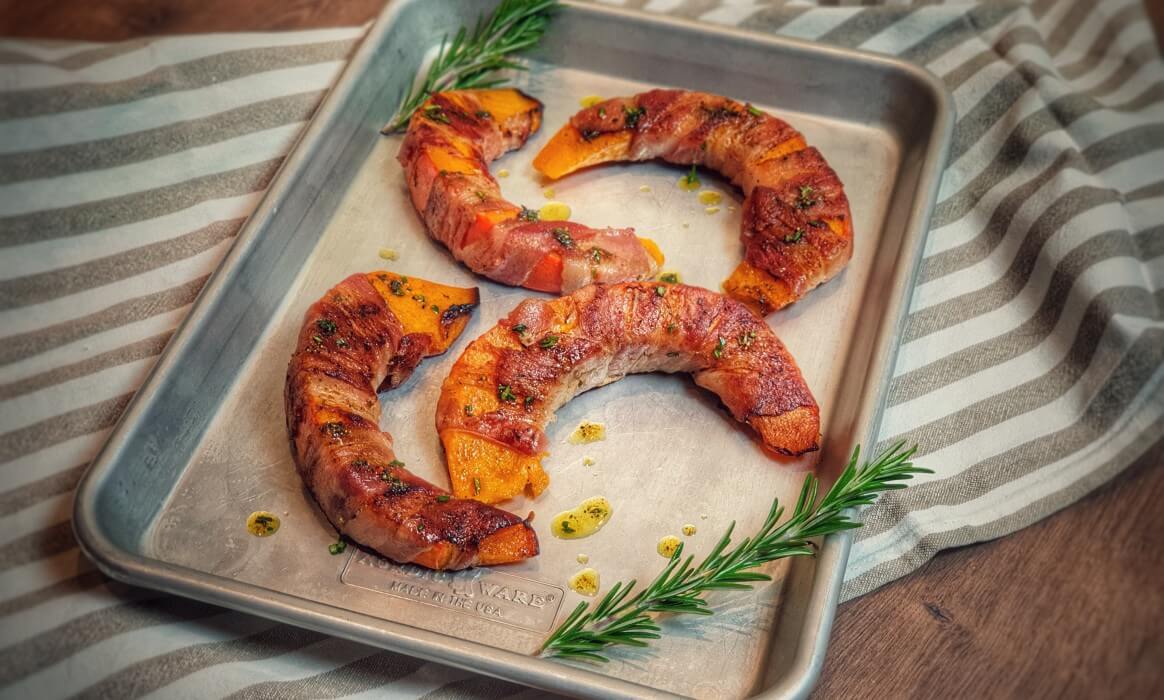 Gegrillter Kürbis mit Bacon
