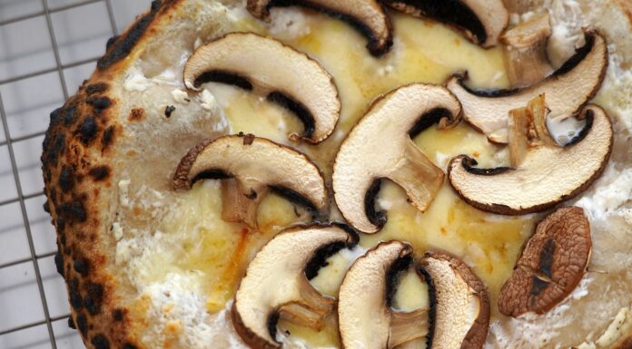 Champignon-Pizza mit Ricotta
