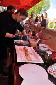 Anrichten der Bratwurst