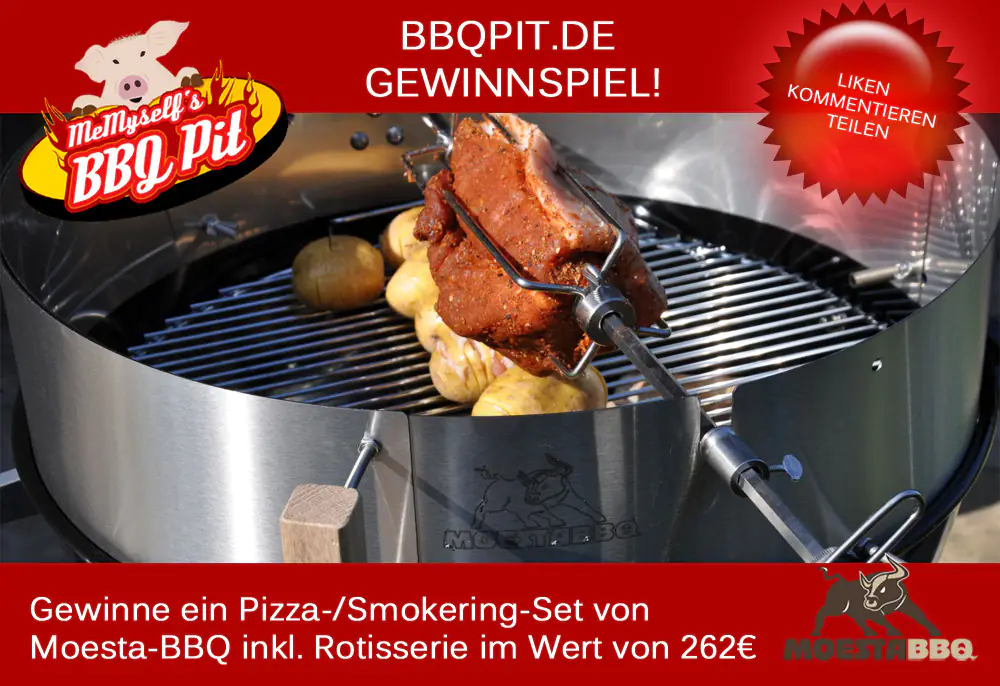 Gewinnspiel April 2014: Moesta-BBQ Pizza-/Smokering mit Rotisserie im