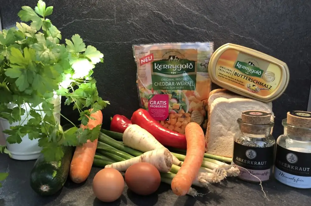 Gemüse-Muffins - Vegetarische Muffins im Toast vom Grill 1 Alle Zutaten für Gemüse-Muffins auf einen Blick