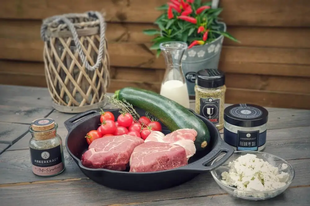 Filetpfanne mit Rahmsauce und gegrilltem Gemüse 1 Alle Zutaten für die Filetpfanne auf einen Blick