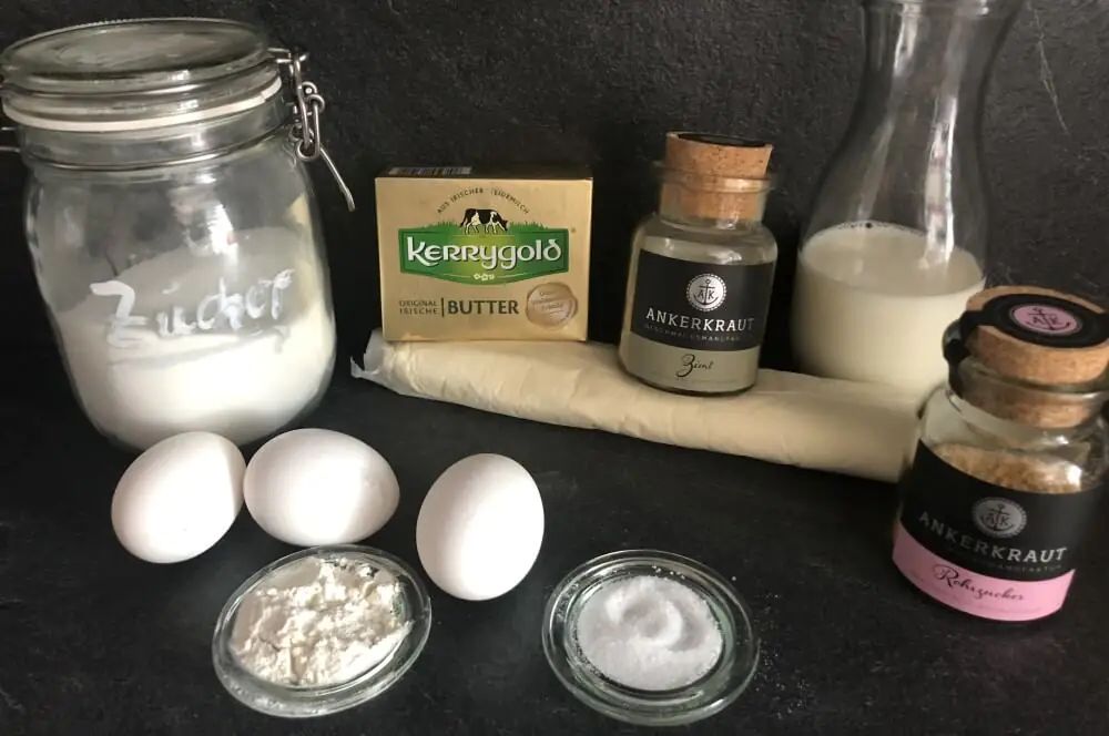 Alle Zutaten für Pastéis de Nata auf einen Blick