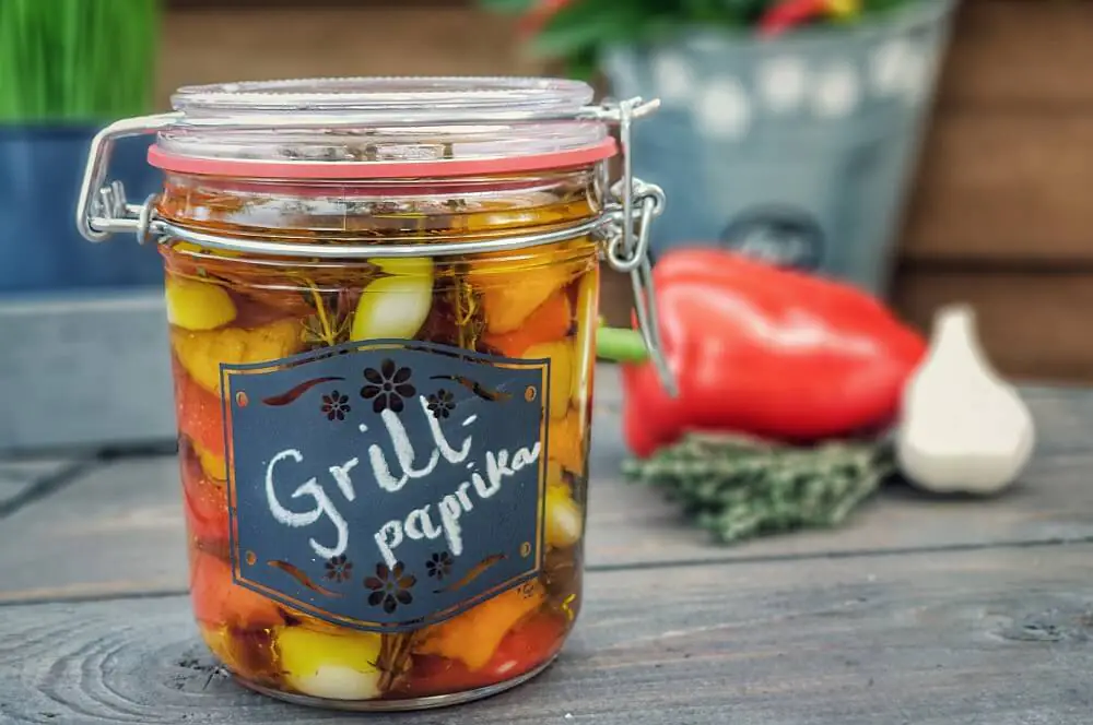 Eingelegte Paprika - Grillpaprika in Kräuteröl 5 Grillpaprika eingelegt