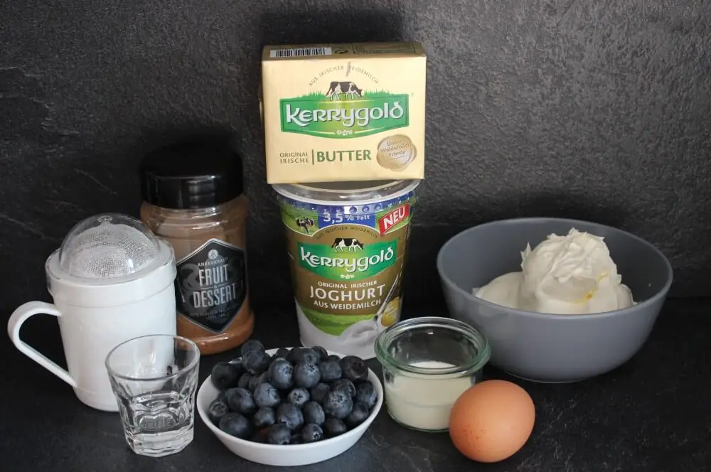 Gratinierte Mascarpone mit Blaubeeren 2 Alle Zutaten für gratinierte Mascarpone mit Blaubeeren auf einen Blick