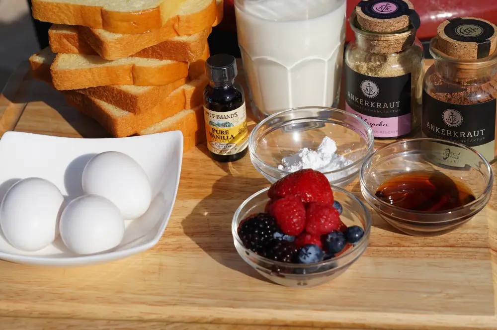 Alle Zutaten für French Toast auf einen Blick