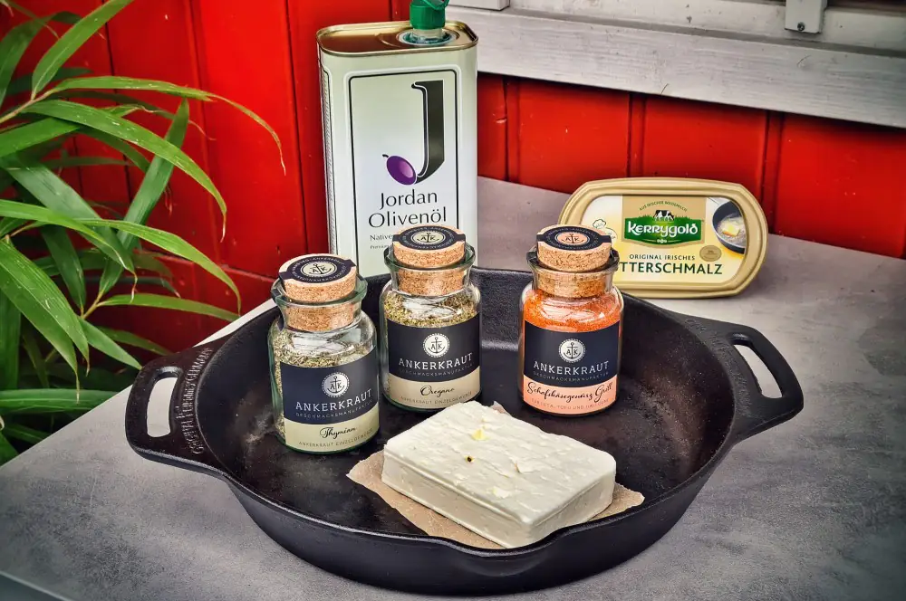 Saganaki - Rezept für gebackenen Feta 1 Alle Zutaten für Saganaki auf einen Blick