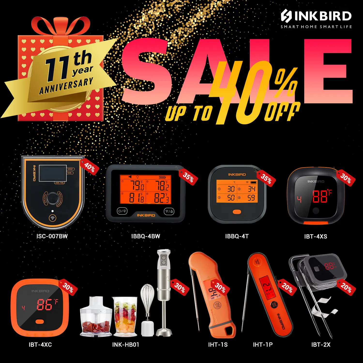 11 Jahre Inkbird - bis zu 40% Rabatt auf ausgesuchte Produkte