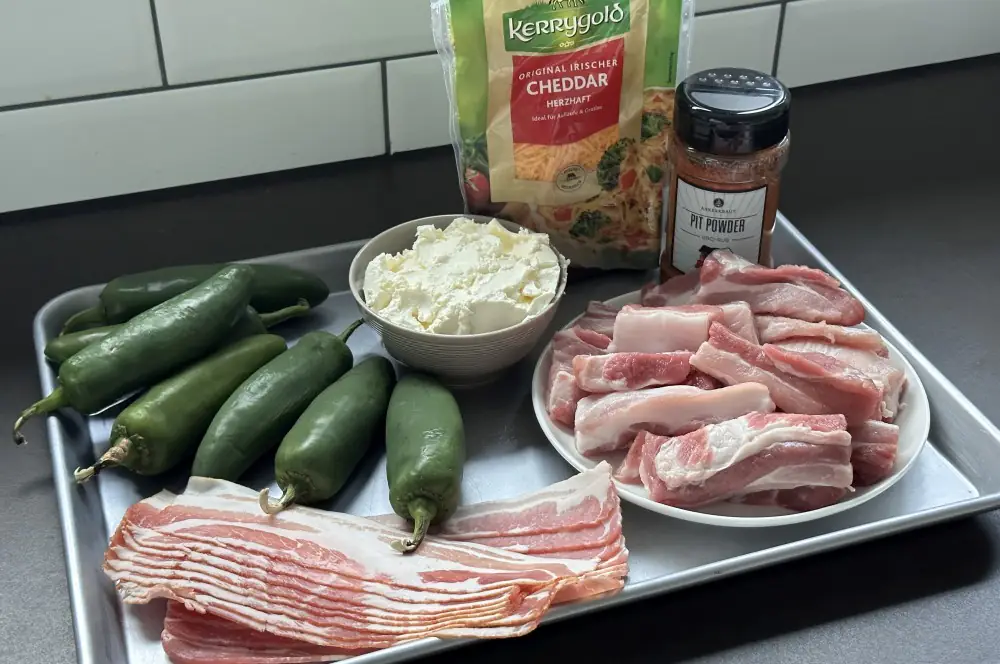 Pork Belly Burnt End Jalapeño Poppers 1 Alle Zutaten für Pork Belly Burnt End Jalapeño Poppers auf einen Blick