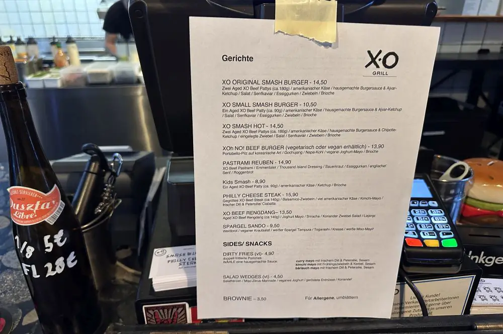 XO-Grill in Wien - Gibt es hier den besten Burger Europas? 3 Die Speisekarte im XO-Grill