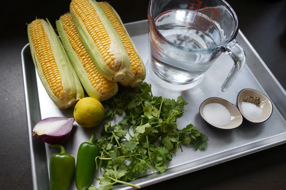 Eingelegter Mais - Pickled Corn selber machen 1 Alle Zutaten für eingelegten Mais auf einen Blick