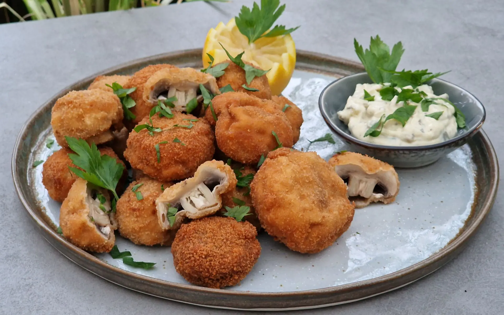 Gebackene Champignons