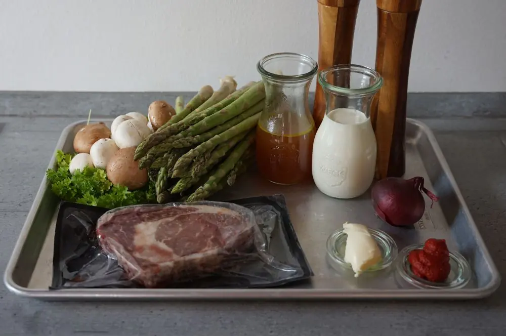 Alle Zutaten für das US-Ribeye-Steak auf einen Blick
