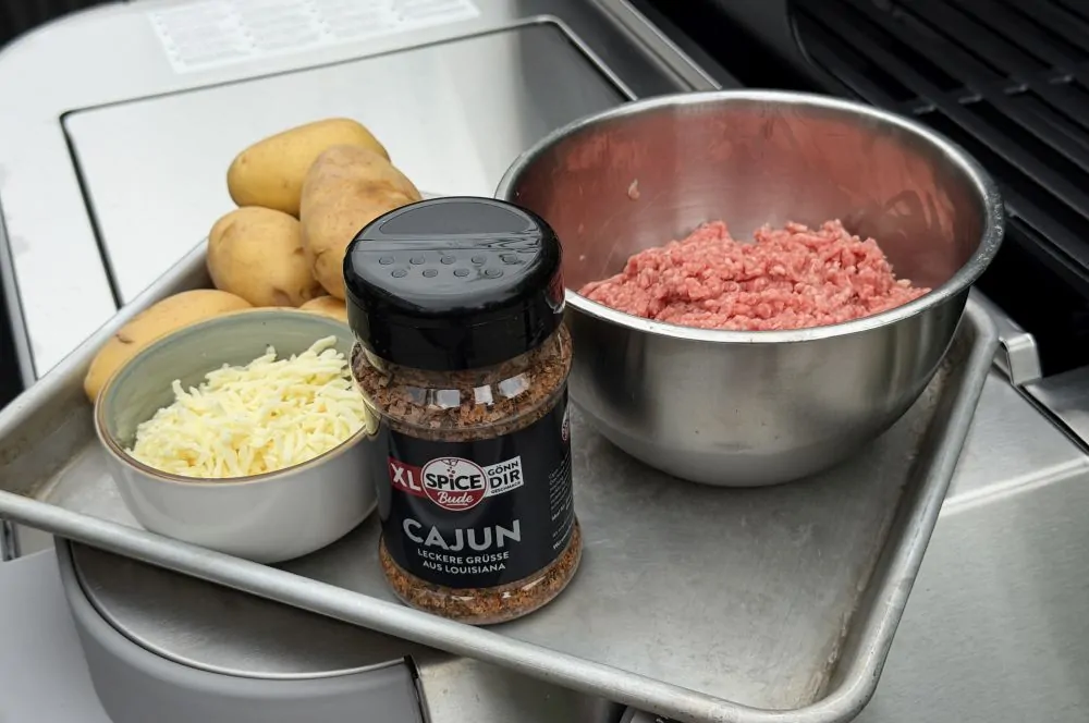 Kartoffel-Hackfleisch-Spieße im Cajun-Style 1 Alle Zutaten für die Kartoffel-Hackfleisch-Spieße auf einen Blick