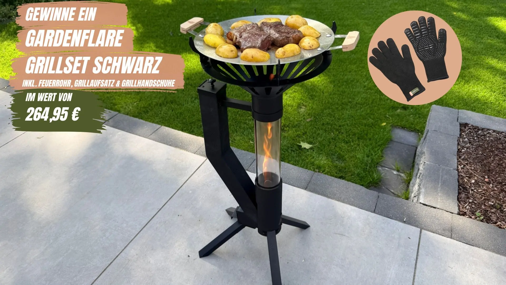 Gewinne ein Gardenflare Grillset Schwarz im Wert von 264,95 €